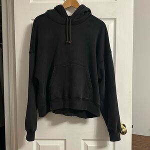 Abercrombie & Fitch Essential Cropped Popover Hoodie (Preloved, Size S, Black)